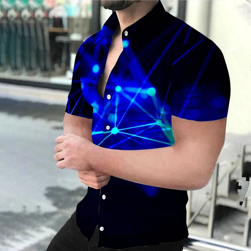 Luxury Shirt 3d Printed Button Shirts Men Fashion Oversized Blouse Lapel Shirt Beach Camisas Bussiness Casual Men's Clothing