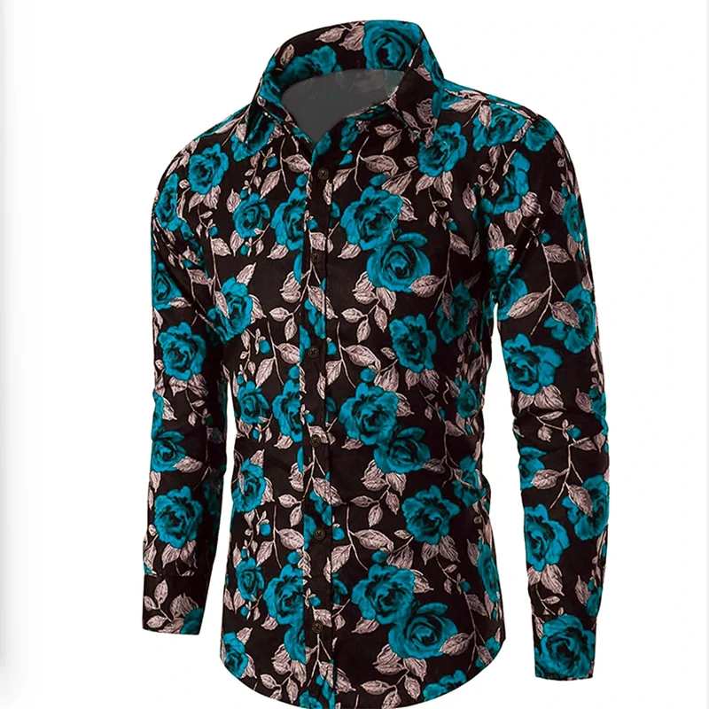 Valentine's Day Pattern Rose Novelty Casual Men's Shirt Holiday Casual Daily Shirt Lapel Long Sleeve Red S-5XL Fast Shipping