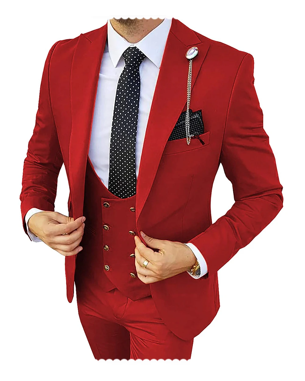 Formal Men's Suits 3 Pieces Tuxedos Slim Fit Business Groom Champagne Tuxedos Wedding Suit (Blazer+Pants+Vest)