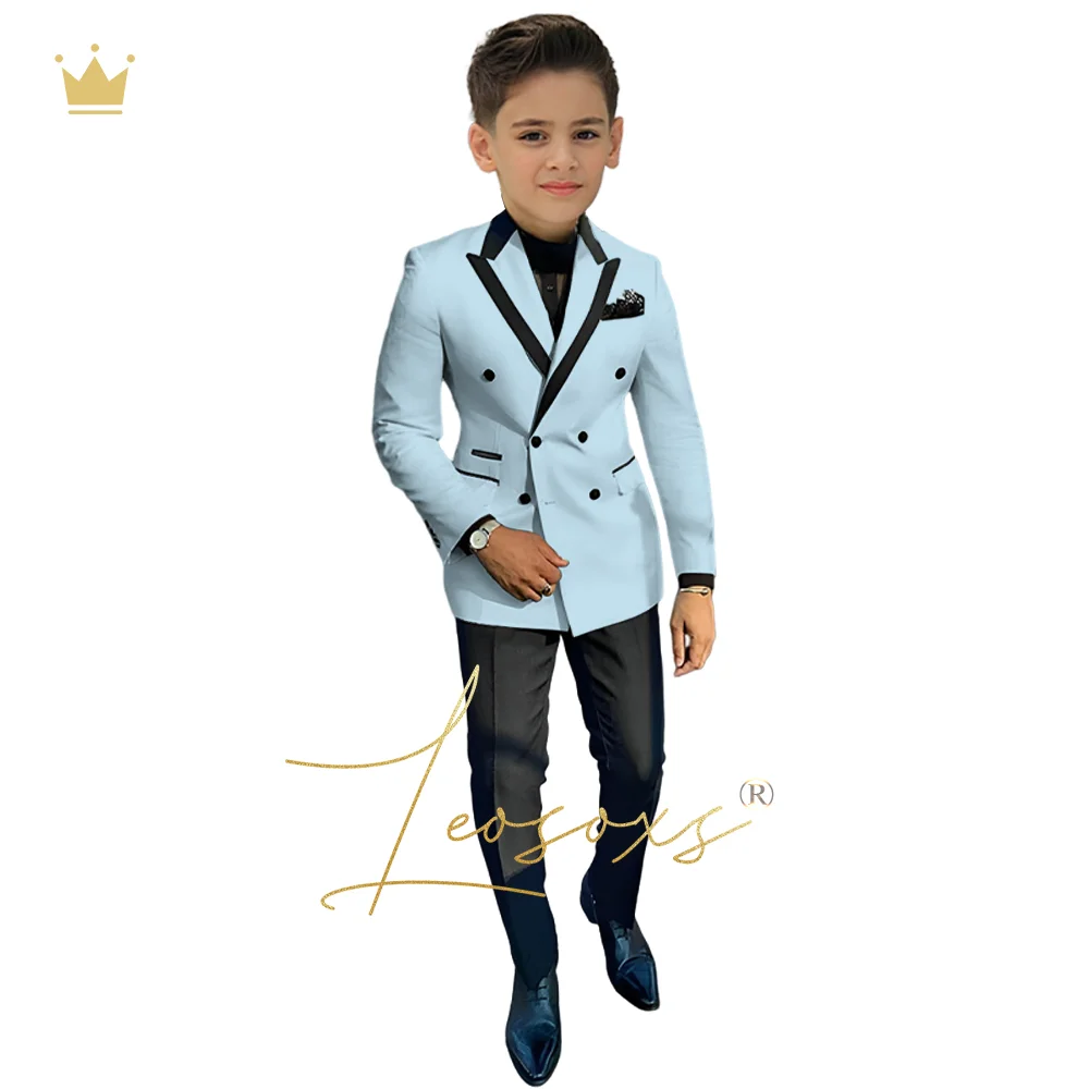 Boys Fashion Dress Suit 2-piece Children's Gun Collar Colorblock Jacket Pants Suit Custom Wedding Party Tuxedo
