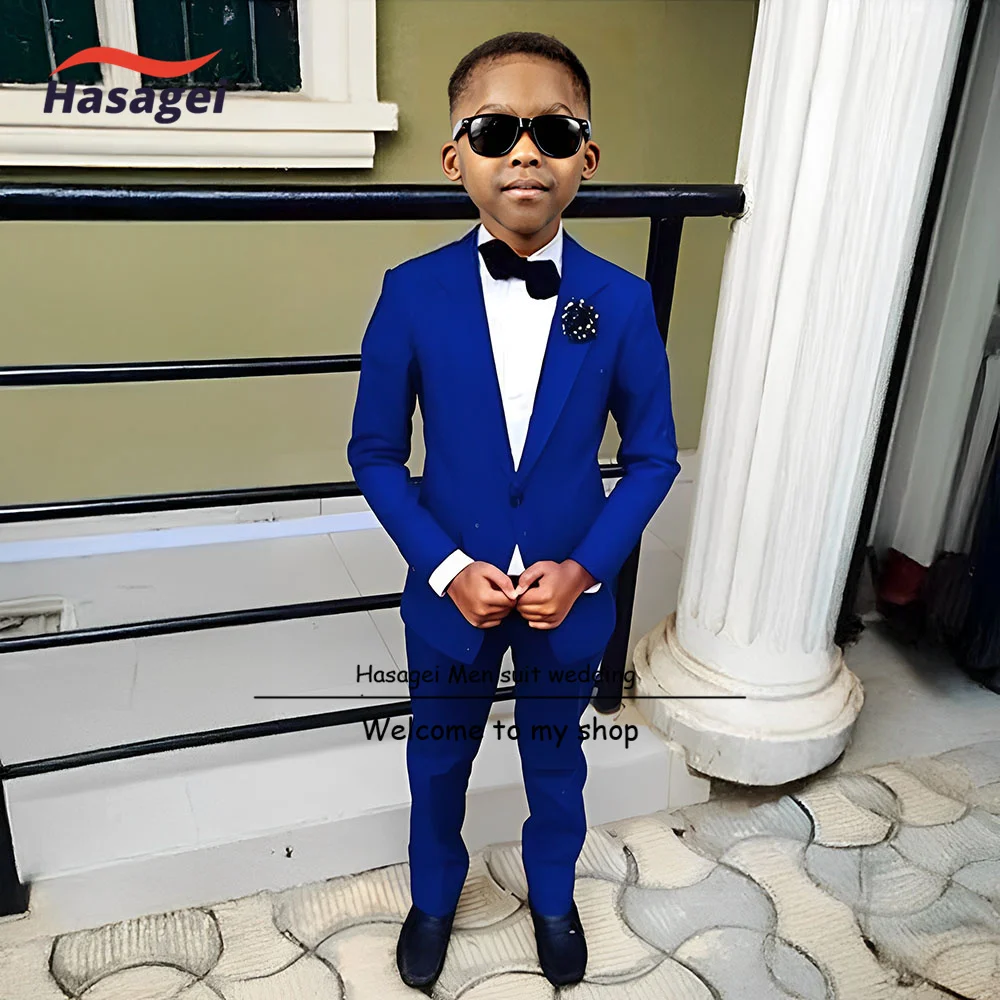 Royal Blue Boy Formal Suits Dinner Tuxedos Little Boy Groomsmen Kids Children for Wedding Party Prom Suit 2 Piece Set