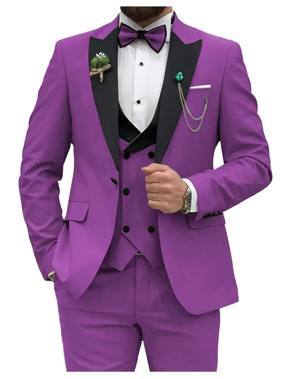 Slim Fit Men Suits Double Breasted Groom Formal Business Male Blazer Set Peak Lapel Party Wedding Tuxedo (Jacket+Vest+Pants) Slim Fit Men Suits Double Breasted Groom Formal Business Male Blazer Set Peak Lapel Party Wedding Tuxedo (Jacket+Vest+Pants)