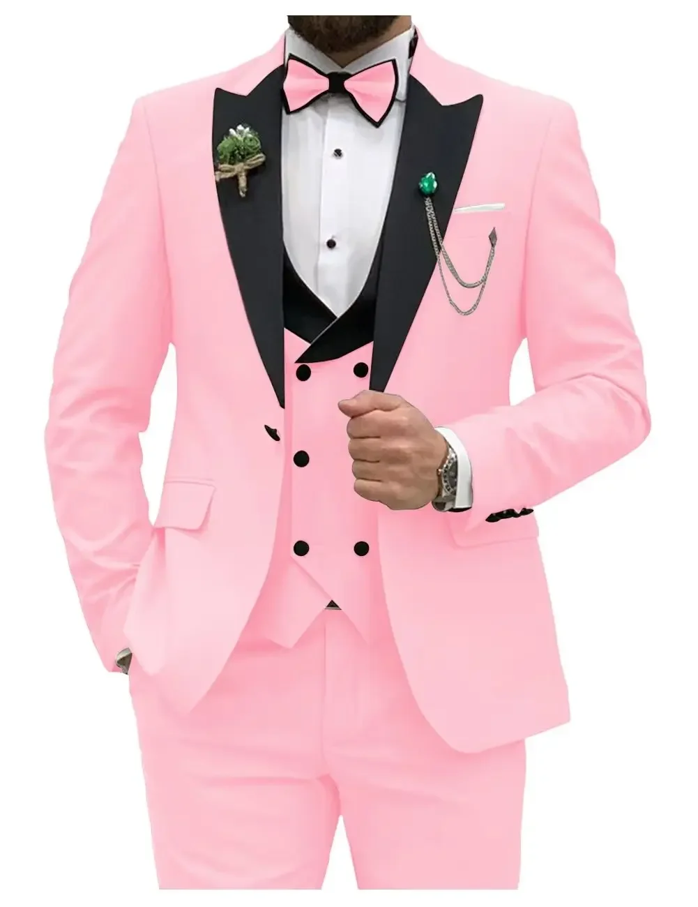 Slim Fit Men Suits Double Breasted Groom Formal Business Male Blazer Set Peak Lapel Party Wedding Tuxedo (Jacket+Vest+Pants) Slim Fit Men Suits Double Breasted Groom Formal Business Male Blazer Set Peak Lapel Party Wedding Tuxedo (Jacket+Vest+Pants)
