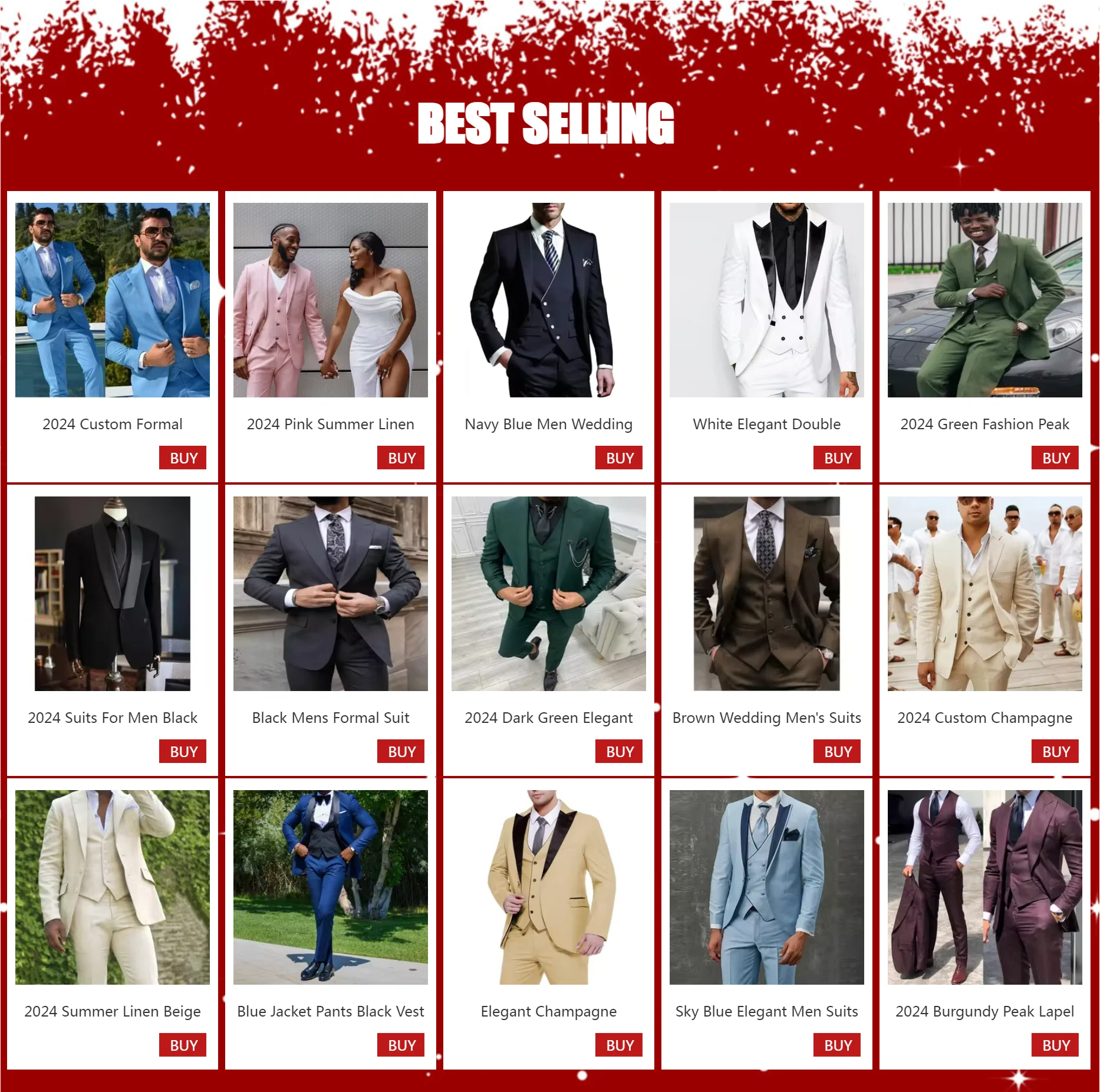 Slim Fit Men Suits Double Breasted Groom Formal Business Male Blazer Set Peak Lapel Party Wedding Tuxedo (Jacket+Vest+Pants)