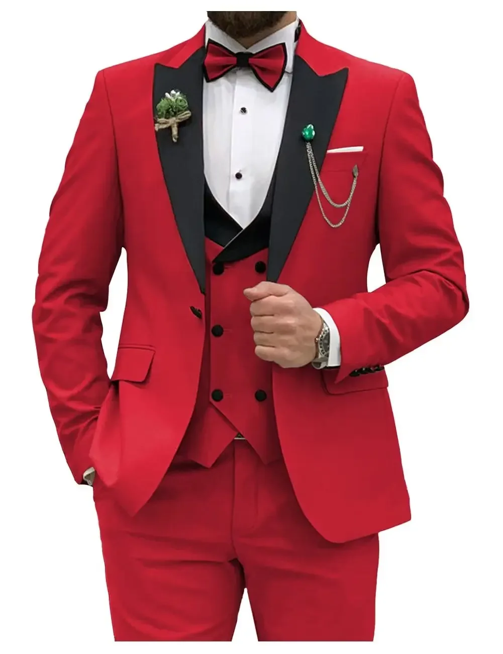 Slim Fit Men Suits Double Breasted Groom Formal Business Male Blazer Set Peak Lapel Party Wedding Tuxedo (Jacket+Vest+Pants) Slim Fit Men Suits Double Breasted Groom Formal Business Male Blazer Set Peak Lapel Party Wedding Tuxedo (Jacket+Vest+Pants)