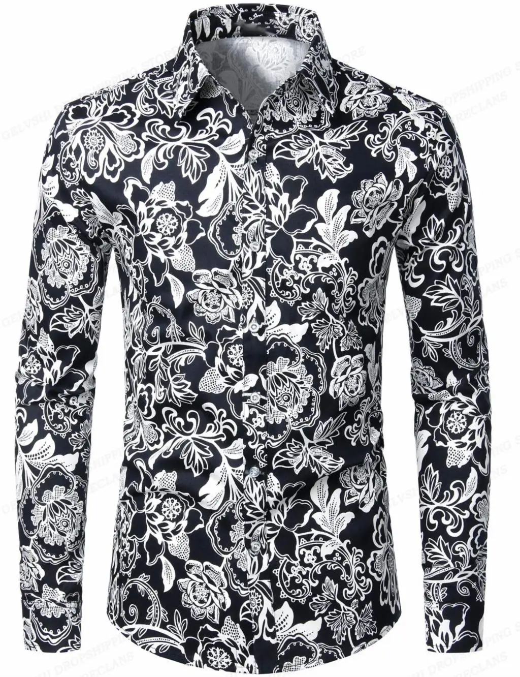 Red Rose Hawaiian Shirts Floral Print Shirts Men Fashion Shirt Long Sleeve Beach Blouse White Blouse Men's Clothing Vocation
