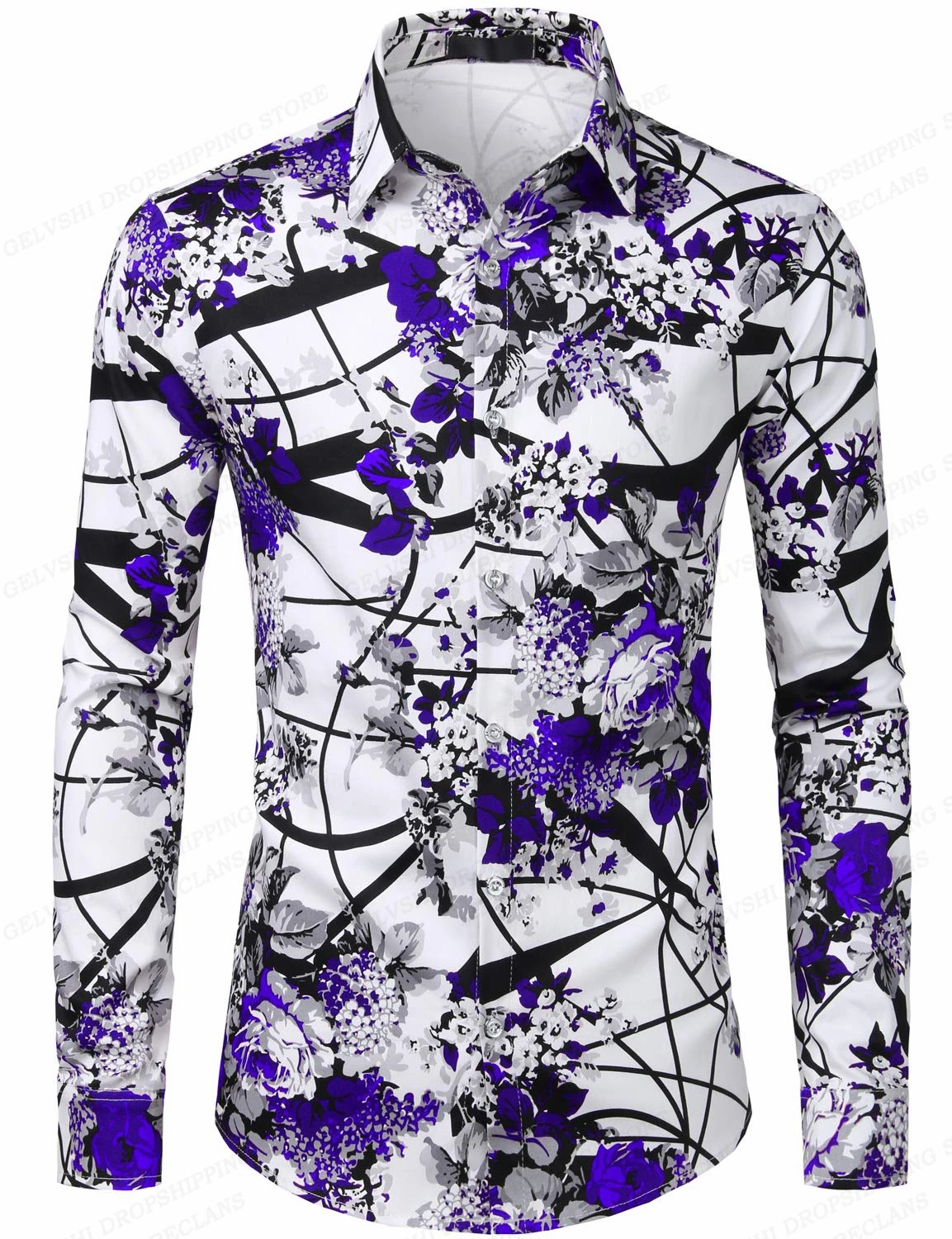 Red Rose Hawaiian Shirts Floral Print Shirts Men Fashion Shirt Long Sleeve Beach Blouse White Blouse Men's Clothing Vocation