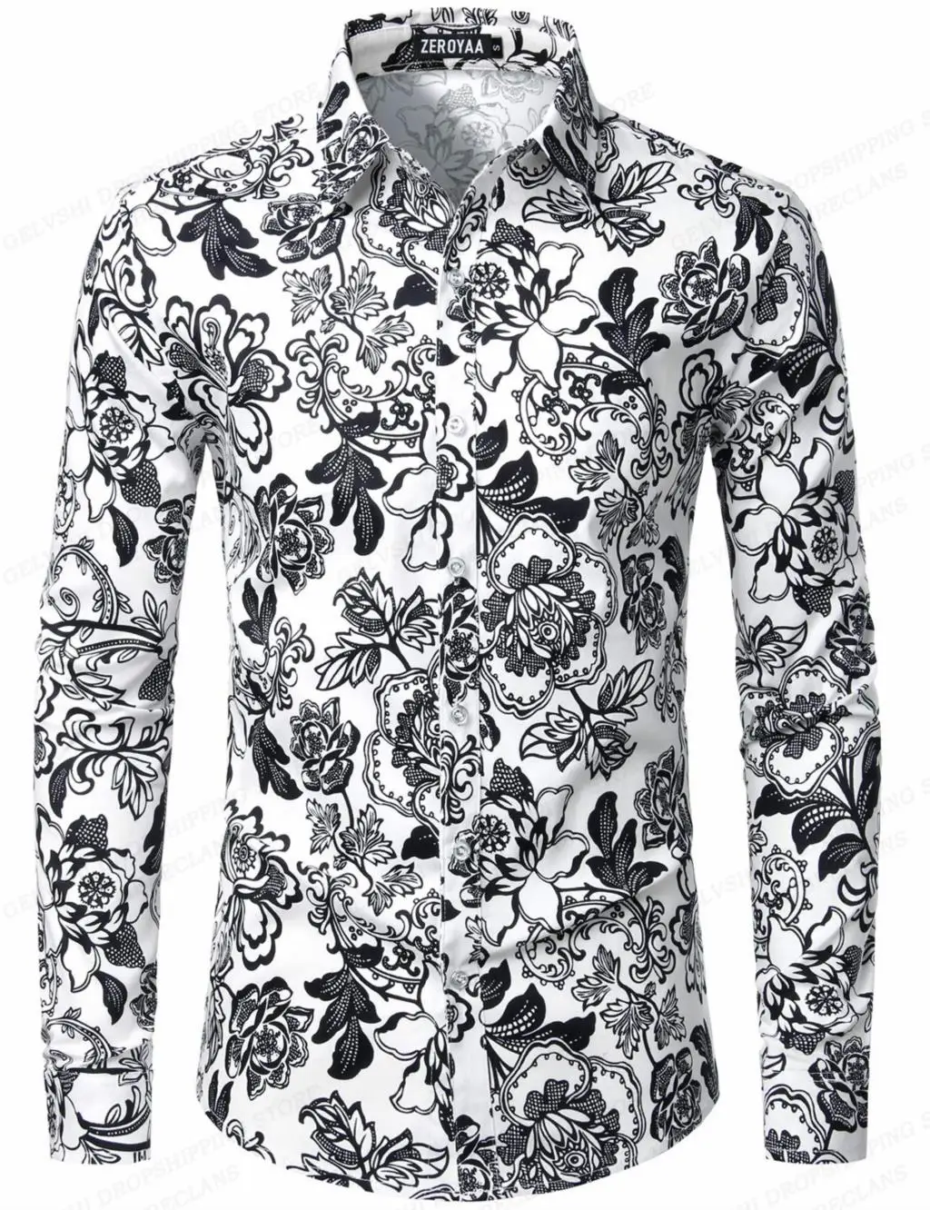 Red Rose Hawaiian Shirts Floral Print Shirts Men Fashion Shirt Long Sleeve Beach Blouse White Blouse Men's Clothing Vocation