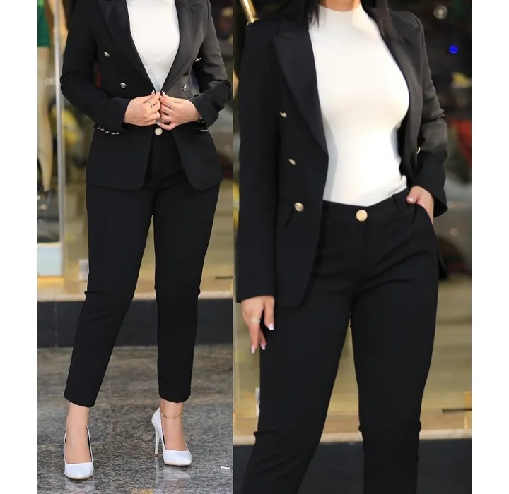 Blazer Women's Suits Elegant Pants Long Sleeved Coat Solid Color Fashion Versatile Casual Set Summer New 2023 Y2k Clothes Blazer Women's Suits Elegant Pants Long Sleeved Coat Solid Color Fashion Versatile Casual Set Summer New 2023 Y2k Clothes