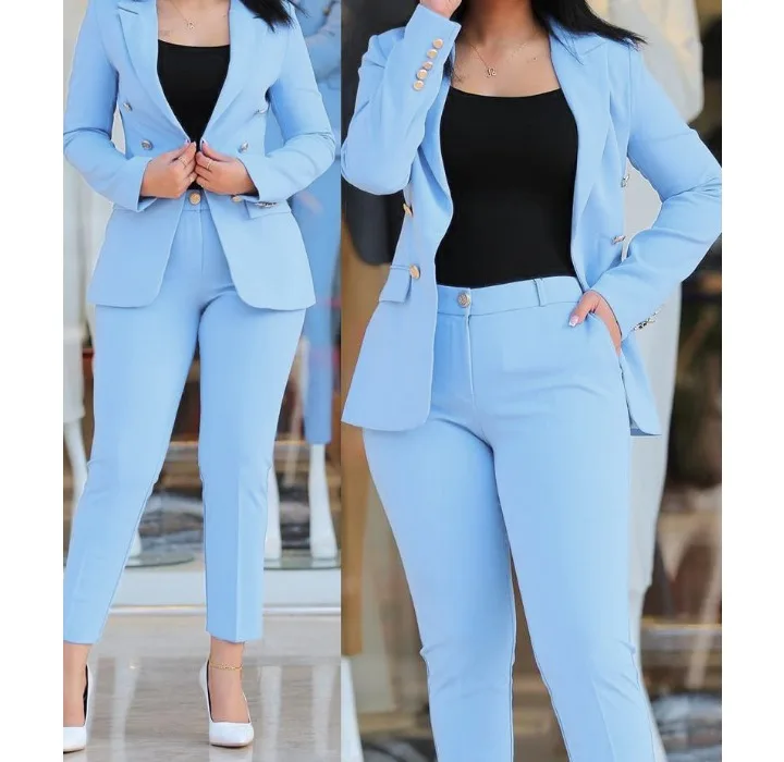 Blazer Women's Suits Elegant Pants Long Sleeved Coat Solid Color Fashion Versatile Casual Set Summer New 2023 Y2k Clothes Blazer Women's Suits Elegant Pants Long Sleeved Coat Solid Color Fashion Versatile Casual Set Summer New 2023 Y2k Clothes