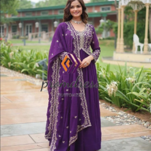 Ethnic Purple Lehenga Evening Dress With Dupatta Paskistani Georgette V Neck Gold Lace Abaya Prom Dress India Party Customized