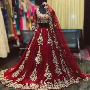 Sexy Indian Arabic burgundy Wedding Dresses With cape veil Two Piece gold lace Muslim Half Sleeve Blue Dubai Bride Gown custom