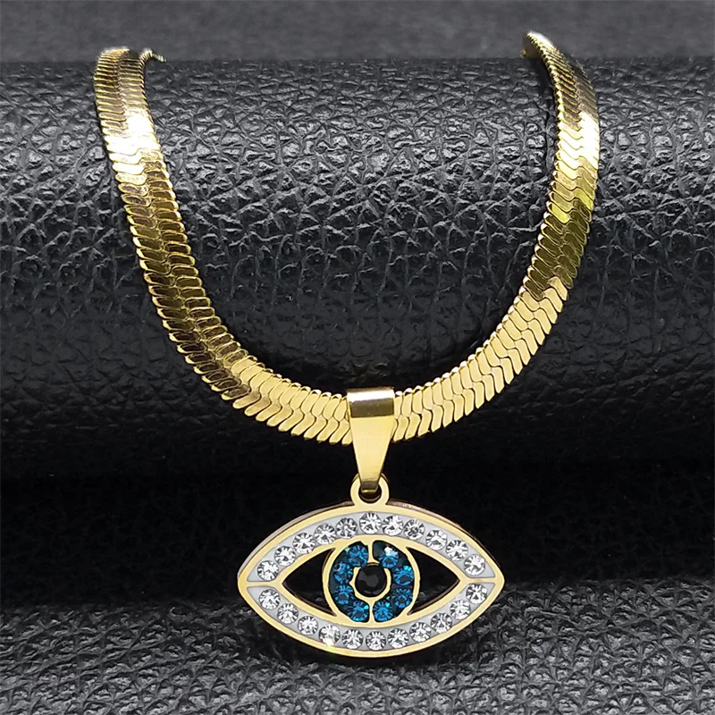 Vintage Crystal Evil Demon Eye Choker Necklaces for Women Stainless Steel Gold Plated Necklaces Jewelry collares mujeres N8239