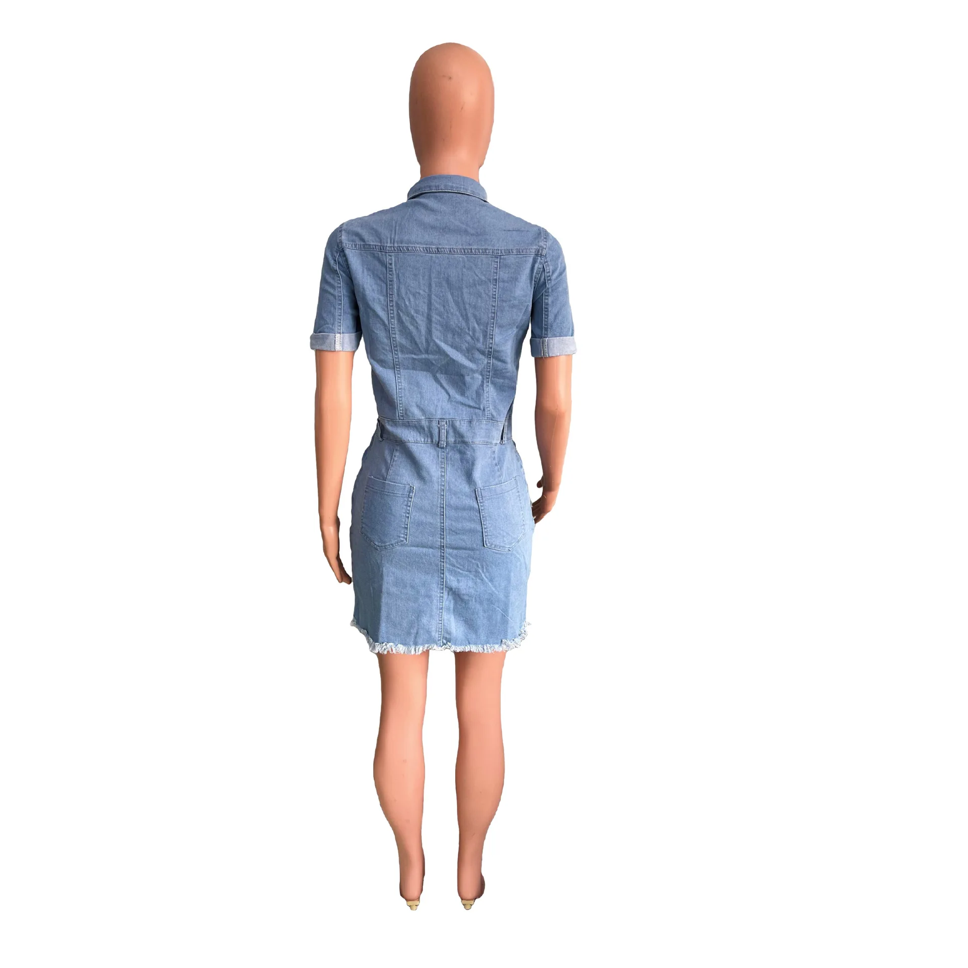 Sheath Sexy Denim Washed Dress Single Breasted Solid Slim Fit Wrap Buttocks 2024 Mini Dresses Vintage Distressed Button Sheath Sexy Denim Washed Dress Single Breasted Solid Slim Fit Wrap Buttocks 2024 Mini Dresses Vintage Distressed Button
