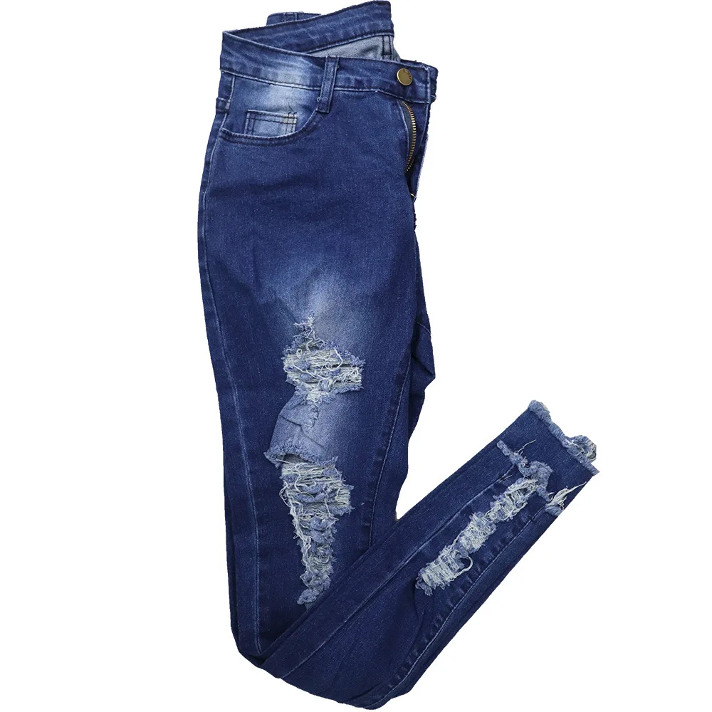 Matching Sets Denim Jackets Single Breasted Pant Sets Hole Ripped Pencil Pant Solid Slim Fit Pockets Streetwear 2024 Washed