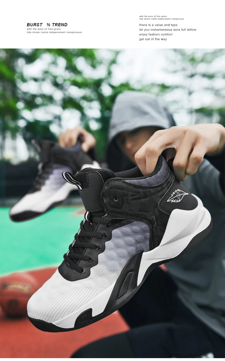 Men's Basketball Shoes Breathable Non-Slip Sneakers Fashionable Sports