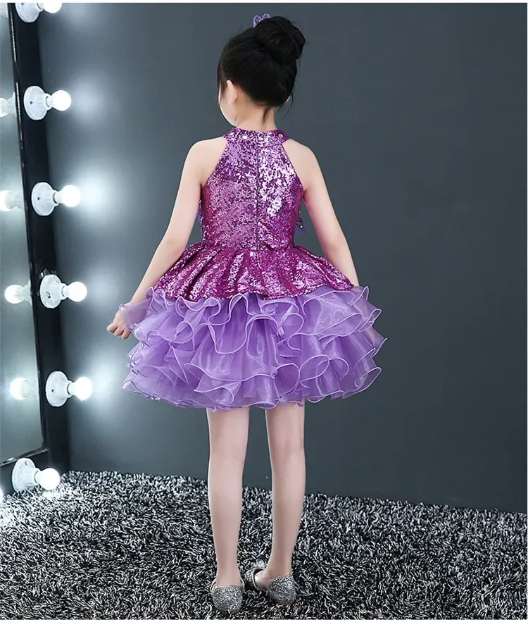 Fashion Princess Girl Dress Children Costume Summer Stage Sequin Tutu Baby Clothes Robe Fille Party Dance Kids Dresses Vestidos