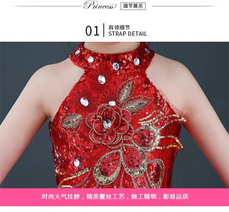 Fashion Princess Girl Dress Children Costume Summer Stage Sequin Tutu Baby Clothes Robe Fille Party Dance Kids Dresses Vestidos