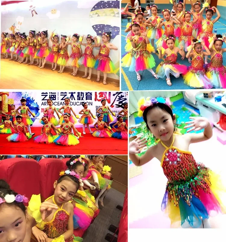 Fashion Princess Girl Dress Children Costume Summer Stage Sequin Tutu Baby Clothes Robe Fille Party Dance Kids Dresses Vestidos