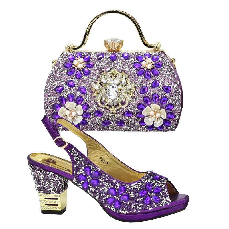 New Arrival Nigerian Party Shoes with Bag Set Decorated with Rhinestone Shoes for Women 2024 Designer Luxury Wedding Shoes Bride New Arrival Nigerian Party Shoes with Bag Set Decorated with Rhinestone Shoes for Women 2024 Designer Luxury Wedding Shoes Bride