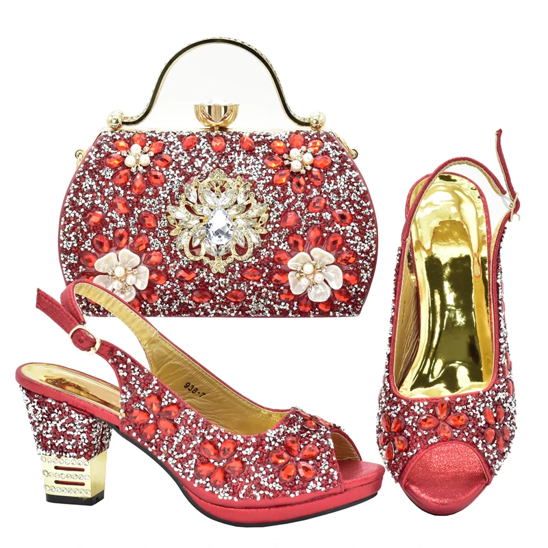New Arrival Nigerian Party Shoes with Bag Set Decorated with Rhinestone Shoes for Women 2024 Designer Luxury Wedding Shoes Bride New Arrival Nigerian Party Shoes with Bag Set Decorated with Rhinestone Shoes for Women 2024 Designer Luxury Wedding Shoes Bride