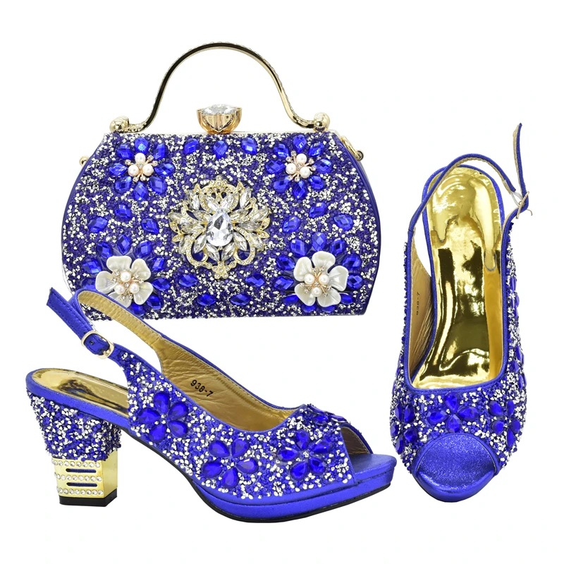 New Arrival Nigerian Party Shoes with Bag Set Decorated with Rhinestone Shoes for Women 2024 Designer Luxury Wedding Shoes Bride New Arrival Nigerian Party Shoes with Bag Set Decorated with Rhinestone Shoes for Women 2024 Designer Luxury Wedding Shoes Bride