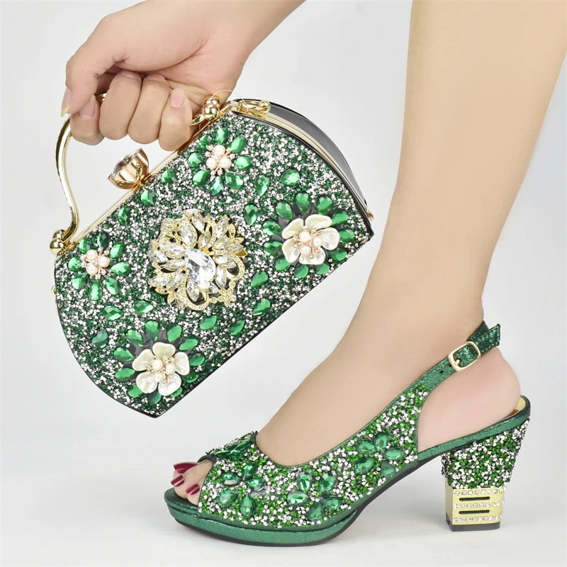 New Arrival Nigerian Party Shoes with Bag Set Decorated with Rhinestone Shoes for Women 2024 Designer Luxury Wedding Shoes Bride New Arrival Nigerian Party Shoes with Bag Set Decorated with Rhinestone Shoes for Women 2024 Designer Luxury Wedding Shoes Bride
