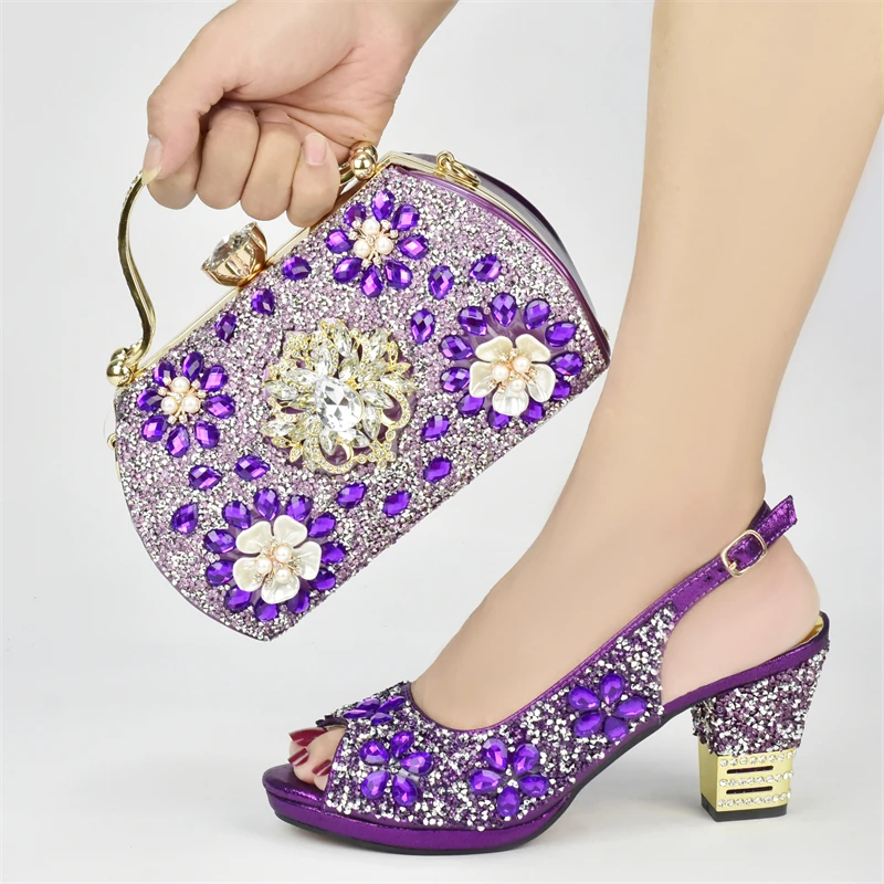 New Arrival Nigerian Party Shoes with Bag Set Decorated with Rhinestone Shoes for Women 2024 Designer Luxury Wedding Shoes Bride New Arrival Nigerian Party Shoes with Bag Set Decorated with Rhinestone Shoes for Women 2024 Designer Luxury Wedding Shoes Bride