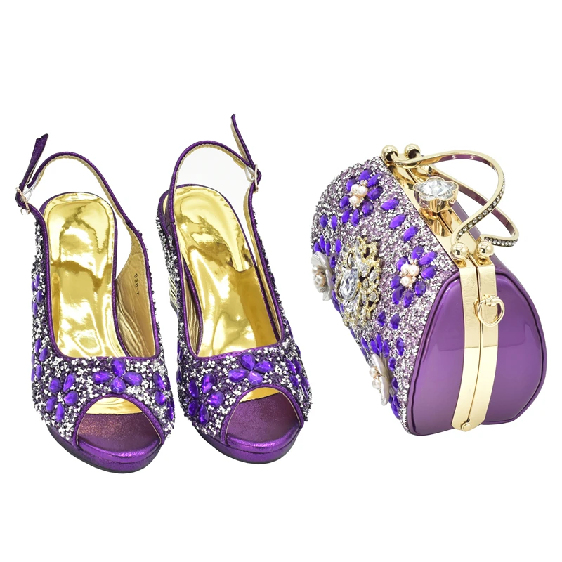 New Arrival Nigerian Party Shoes with Bag Set Decorated with Rhinestone Shoes for Women 2024 Designer Luxury Wedding Shoes Bride New Arrival Nigerian Party Shoes with Bag Set Decorated with Rhinestone Shoes for Women 2024 Designer Luxury Wedding Shoes Bride