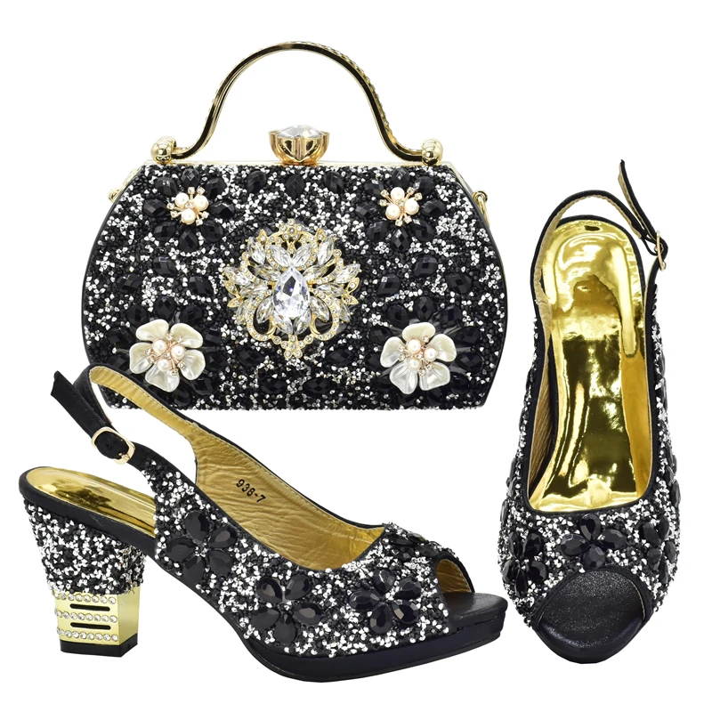 New Arrival Nigerian Party Shoes with Bag Set Decorated with Rhinestone Shoes for Women 2024 Designer Luxury Wedding Shoes Bride New Arrival Nigerian Party Shoes with Bag Set Decorated with Rhinestone Shoes for Women 2024 Designer Luxury Wedding Shoes Bride