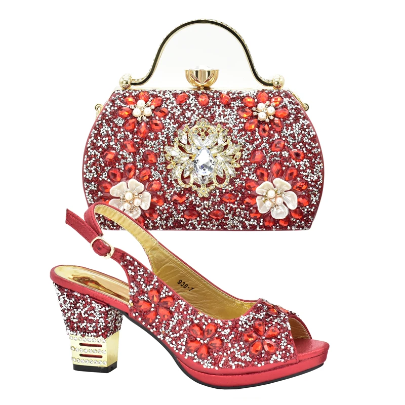 New Arrival Nigerian Party Shoes with Bag Set Decorated with Rhinestone Shoes for Women 2024 Designer Luxury Wedding Shoes Bride New Arrival Nigerian Party Shoes with Bag Set Decorated with Rhinestone Shoes for Women 2024 Designer Luxury Wedding Shoes Bride