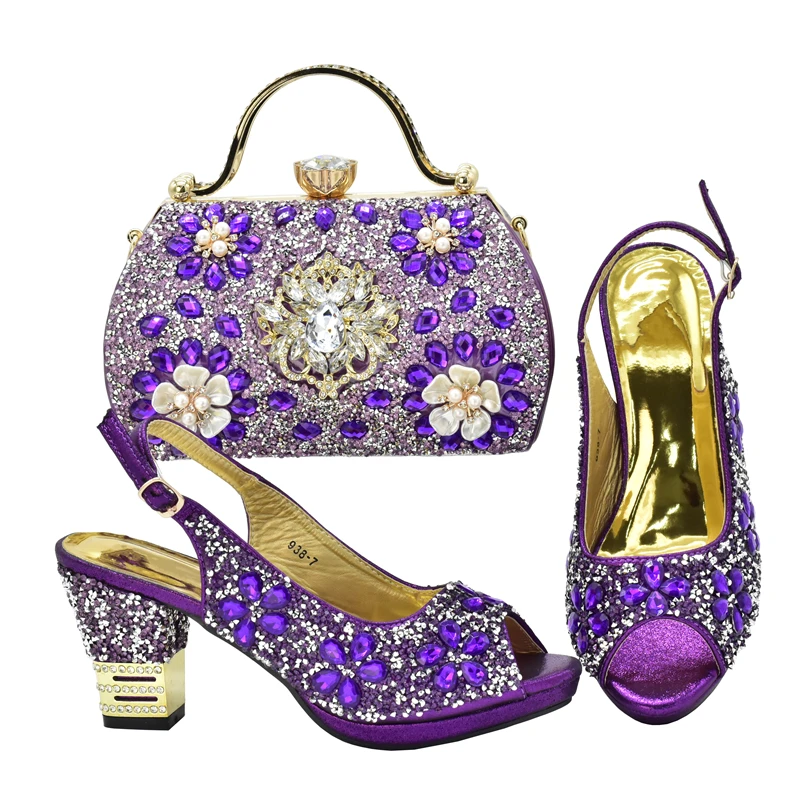 New Arrival Nigerian Party Shoes with Bag Set Decorated with Rhinestone Shoes for Women 2024 Designer Luxury Wedding Shoes Bride New Arrival Nigerian Party Shoes with Bag Set Decorated with Rhinestone Shoes for Women 2024 Designer Luxury Wedding Shoes Bride