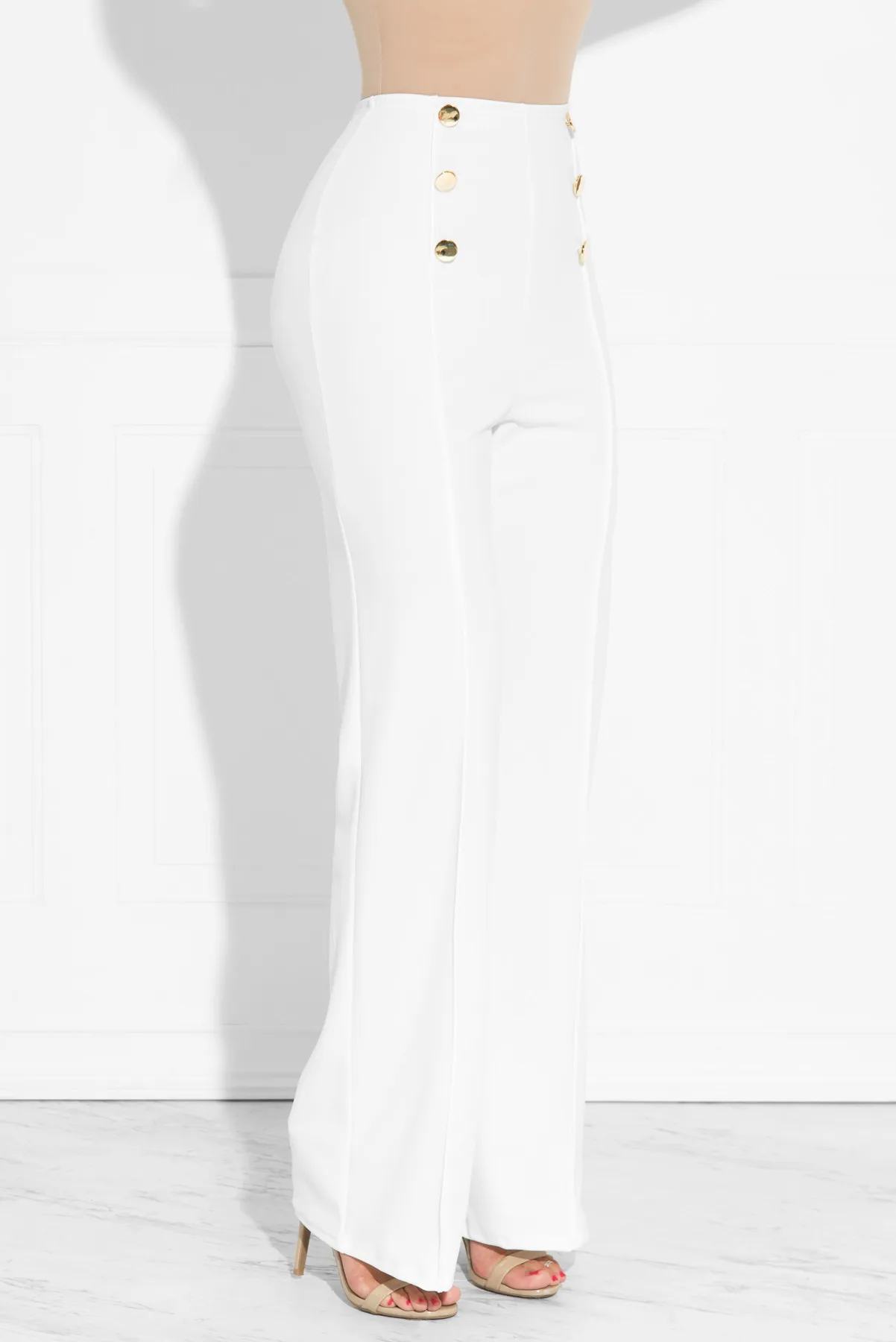 casual high waist long pants women office lady slim shirts & blouses wild pantalones clothing elegant Button straight leg pants