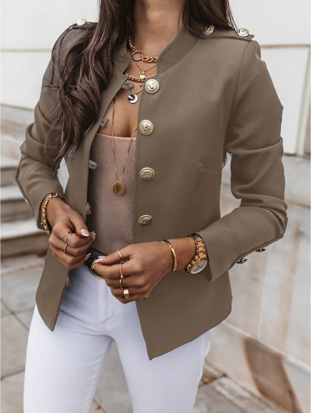 Casual O-neck Long Sleeve Jacket Outerwear Office Lady Spring Autumn Fashion Elegant Solid Blazer Coat For Women 2024 Female Top Casual O-neck Long Sleeve Jacket Outerwear Office Lady Spring Autumn Fashion Elegant Solid Blazer Coat For Women 2024 Female Top