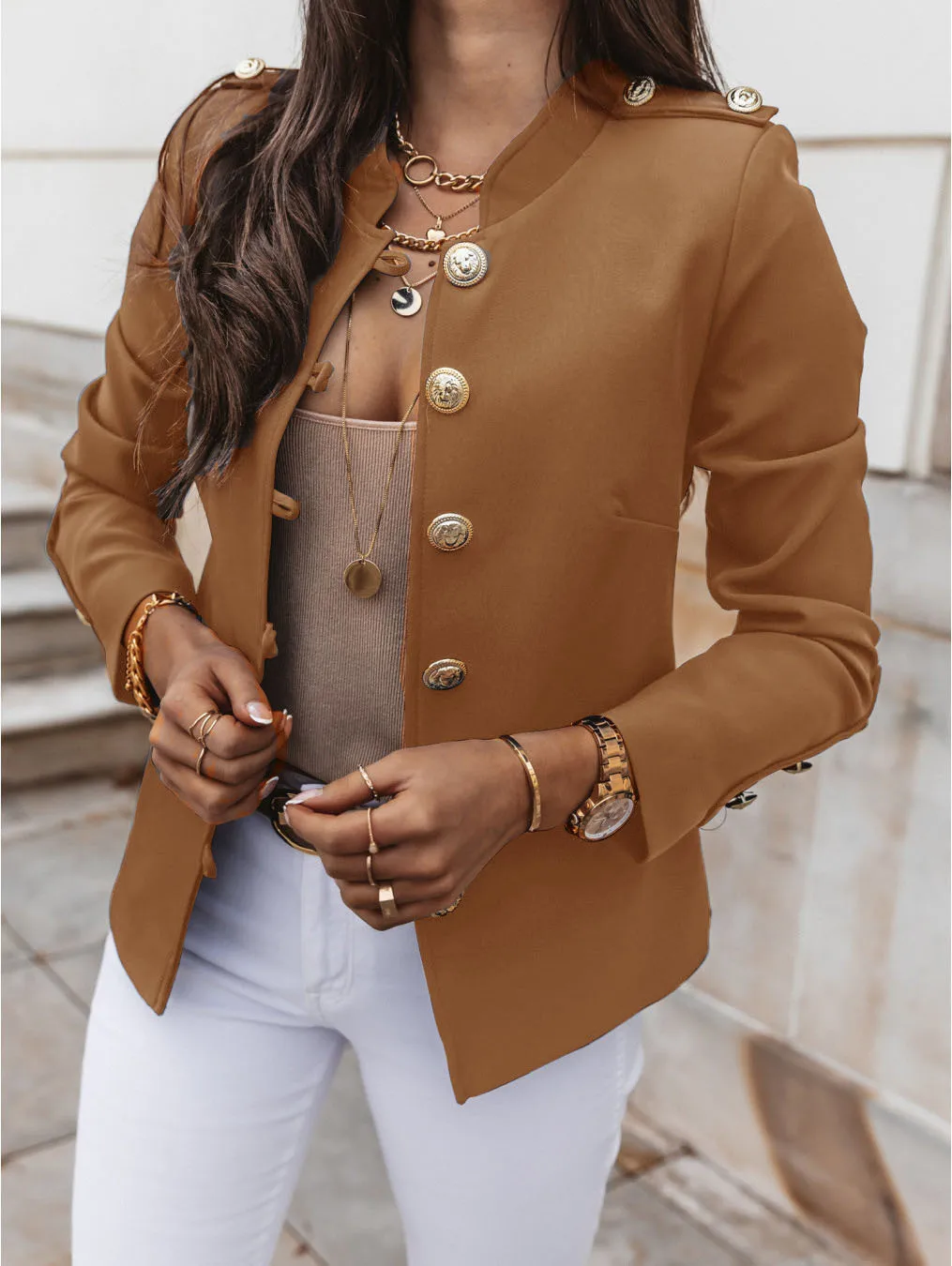 Casual O-neck Long Sleeve Jacket Outerwear Office Lady Spring Autumn Fashion Elegant Solid Blazer Coat For Women 2024 Female Top Casual O-neck Long Sleeve Jacket Outerwear Office Lady Spring Autumn Fashion Elegant Solid Blazer Coat For Women 2024 Female Top