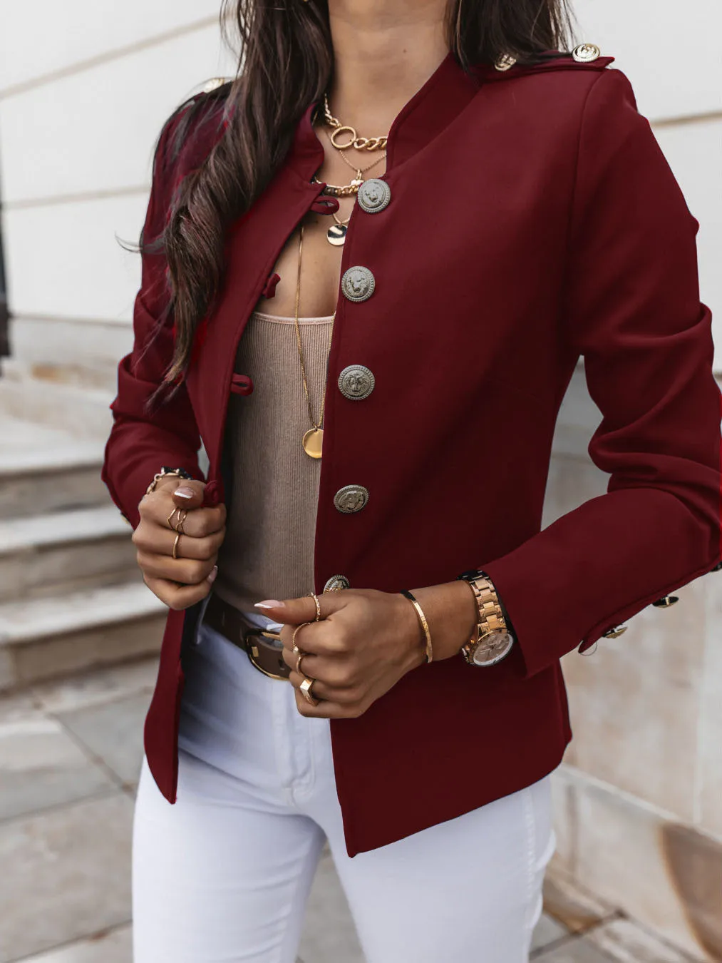 Casual O-neck Long Sleeve Jacket Outerwear Office Lady Spring Autumn Fashion Elegant Solid Blazer Coat For Women 2024 Female Top Casual O-neck Long Sleeve Jacket Outerwear Office Lady Spring Autumn Fashion Elegant Solid Blazer Coat For Women 2024 Female Top