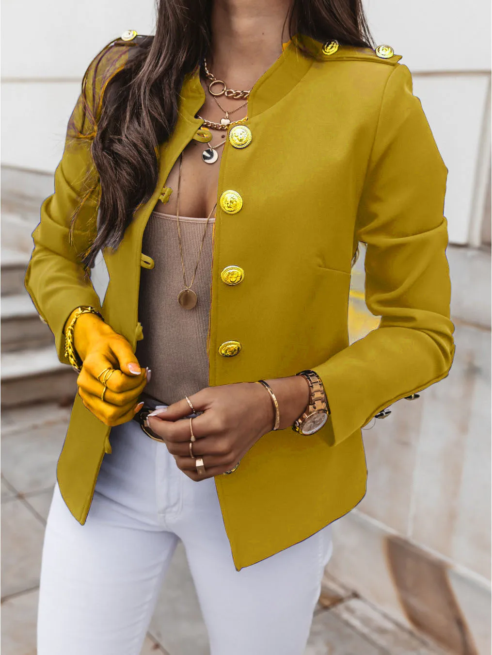 Casual O-neck Long Sleeve Jacket Outerwear Office Lady Spring Autumn Fashion Elegant Solid Blazer Coat For Women 2024 Female Top Casual O-neck Long Sleeve Jacket Outerwear Office Lady Spring Autumn Fashion Elegant Solid Blazer Coat For Women 2024 Female Top