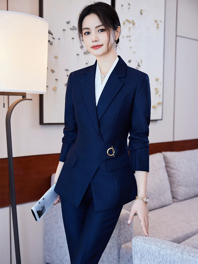 Office Ladies Pant Suit Women Black Blue Wine Female Business Work Wear Jacket Blazer and Trouser Formal 2 Piece Set Office Ladies Pant Suit Women Black Blue Wine Female Business Work Wear Jacket Blazer and Trouser Formal 2 Piece Set