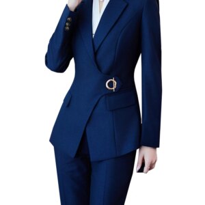 Office Ladies Pant Suit Women Black Blue Wine Female Business Work Wear Jacket Blazer and Trouser Formal 2 Piece Set