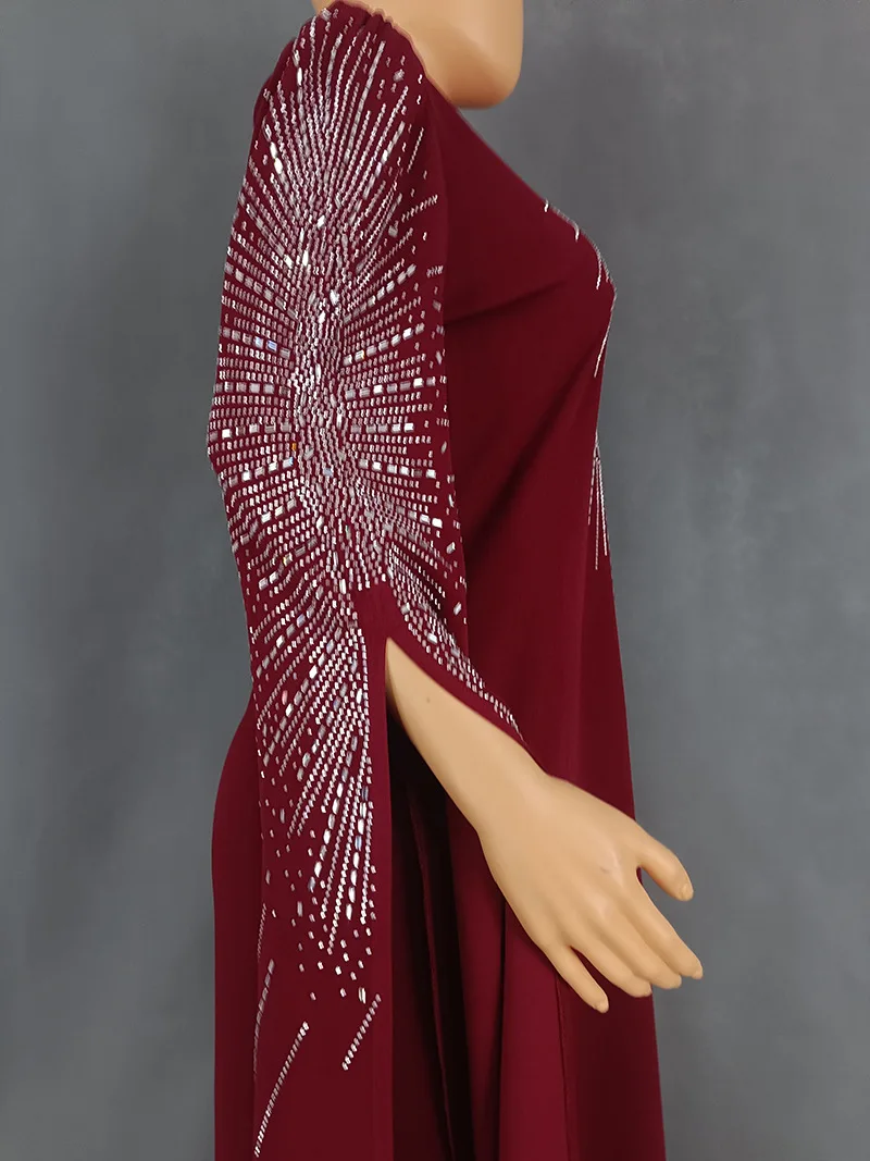 Elegant African Dresses for Women Luxury Diamonds Evening Party Dress Dubai Abaya Kaftan Wedding Gown Ankara Dashiki Vestidos