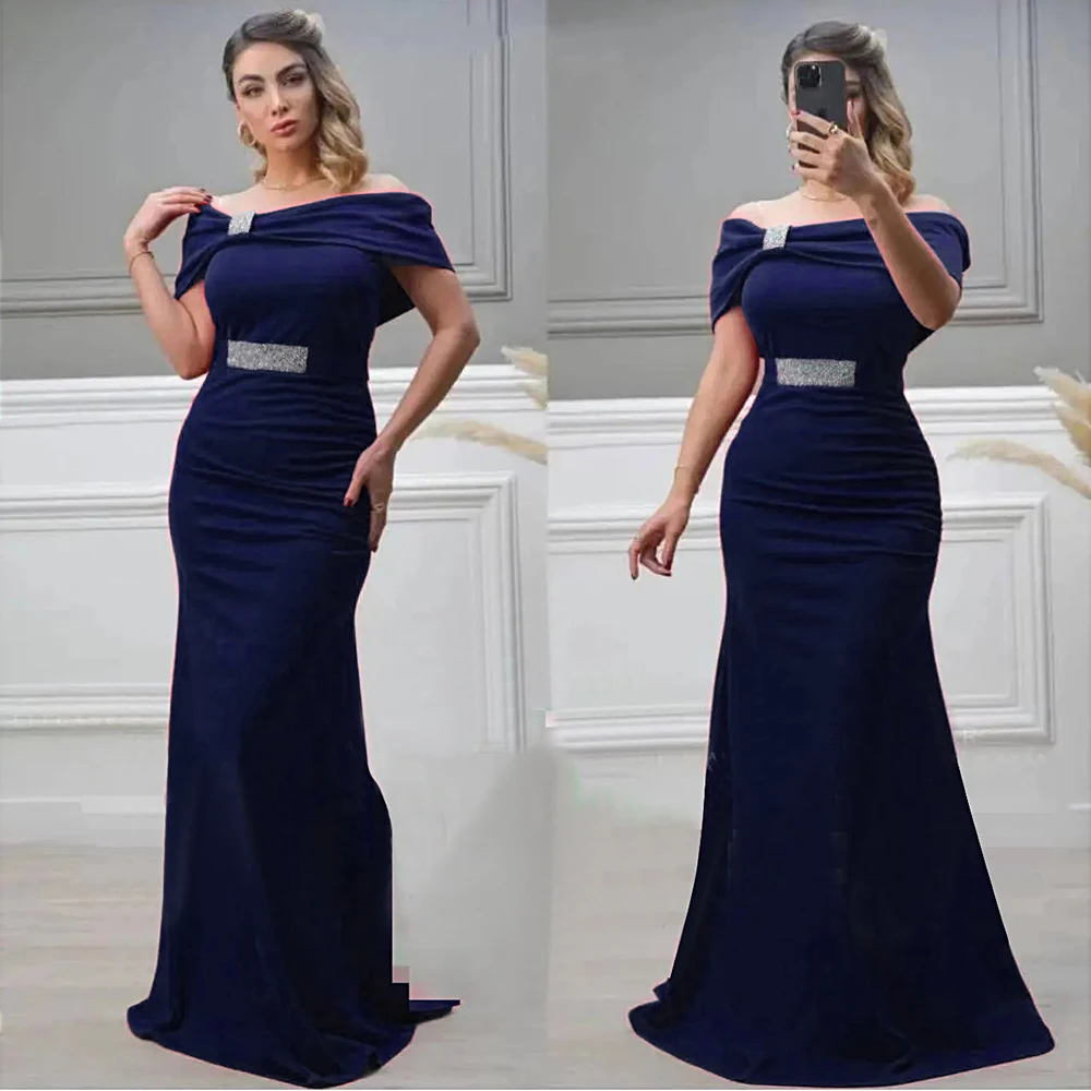 Elegant African Wedding Party Long Dresses for Women Short Sleeve Red Mermaid Evening Dinner Vestidos Robe Slim Lady Clothes