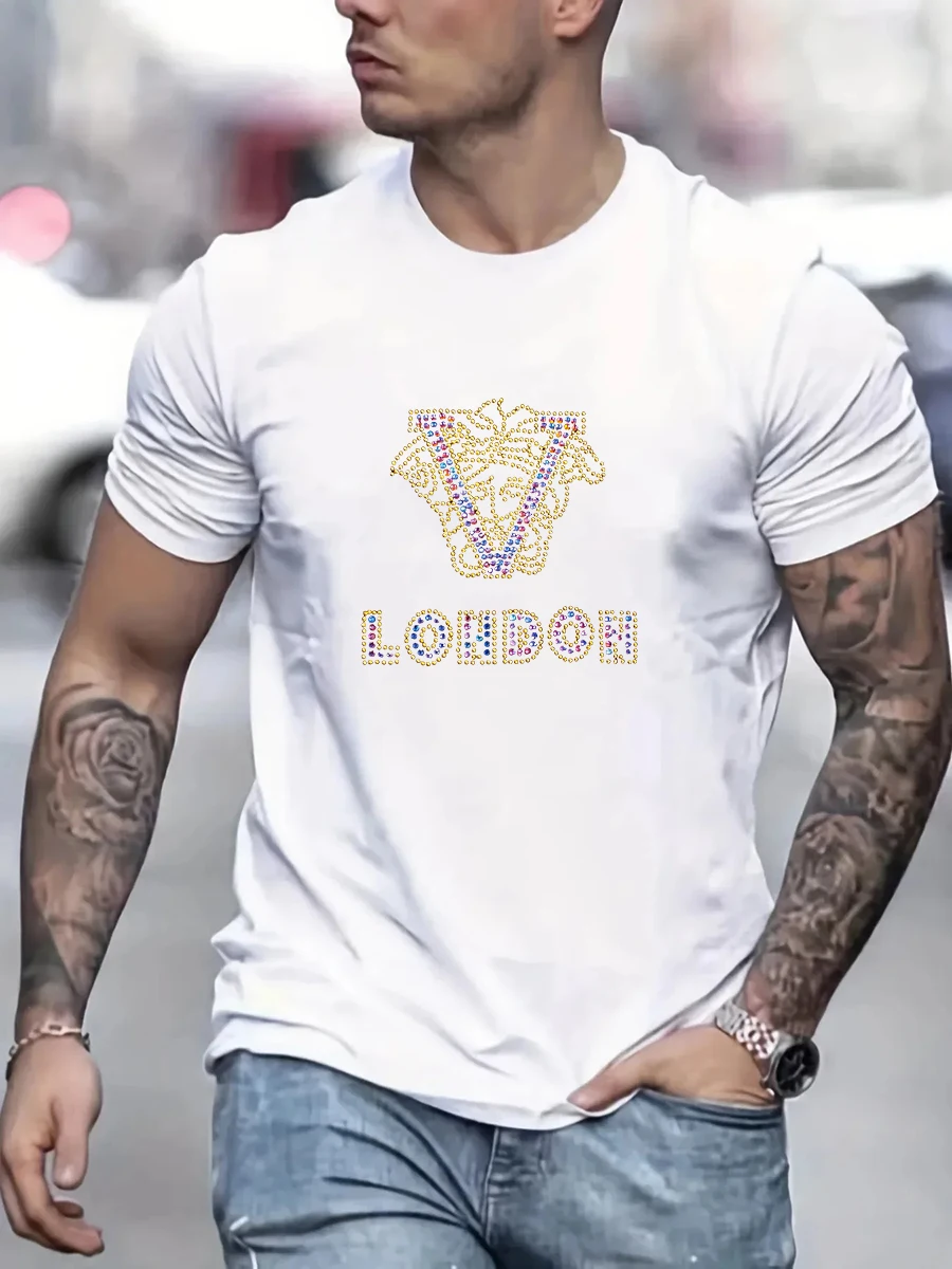 High Quality Summer Luxury people head Print V Letter T-Shirt Cotton Men Women Fashion Short Sleeve Tops Tee High-end Designer