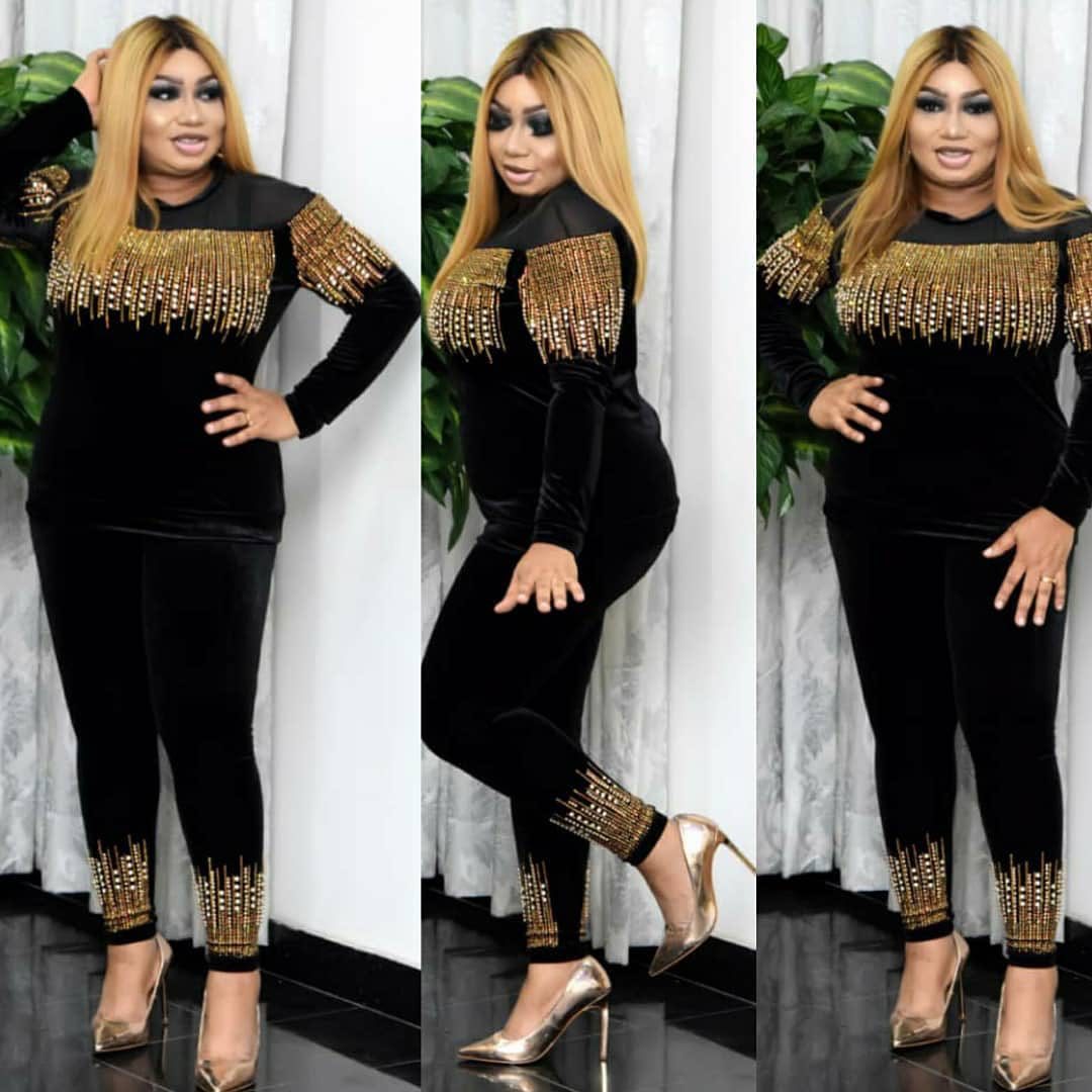 African Clothes for Women Spring and Autumn 2021 African Women Long Sleeve Black Two Pieces Sets Top and Pant African Clothing