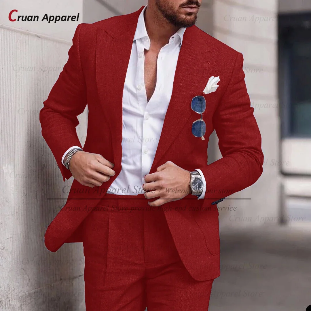 Formal Men Linen Suit Sets Beach Wedding Groomsman Tailor-made Slim Fit Blazer Pants 2 Pieces Evening Dinner Classic Outfits Formal Men Linen Suit Sets Beach Wedding Groomsman Tailor-made Slim Fit Blazer Pants 2 Pieces Evening Dinner Classic Outfits