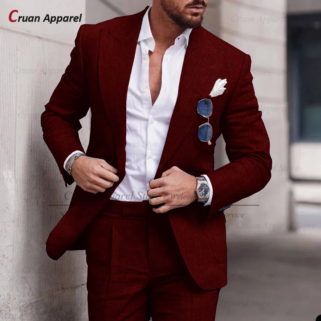 Formal Men Linen Suit Sets Beach Wedding Groomsman Tailor-made Slim Fit Blazer Pants 2 Pieces Evening Dinner Classic Outfits Formal Men Linen Suit Sets Beach Wedding Groomsman Tailor-made Slim Fit Blazer Pants 2 Pieces Evening Dinner Classic Outfits