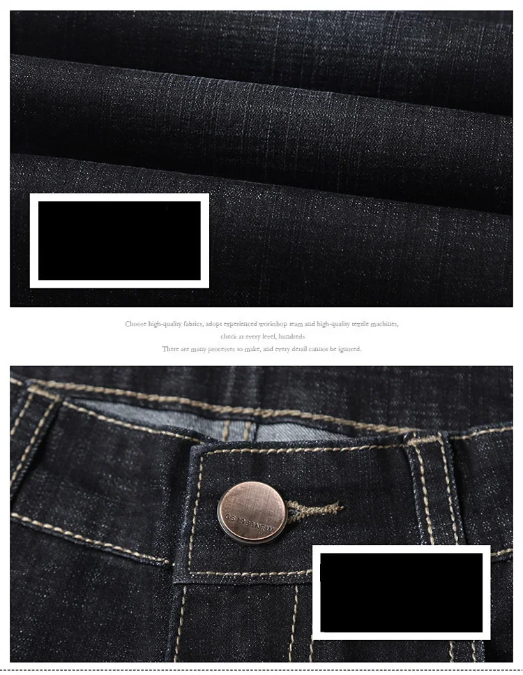 2025 New Stretch Jeans Men's Regular Classic Business Slim Trousers Black Blue Straight Male Brand Clothing Pants Size 28-40