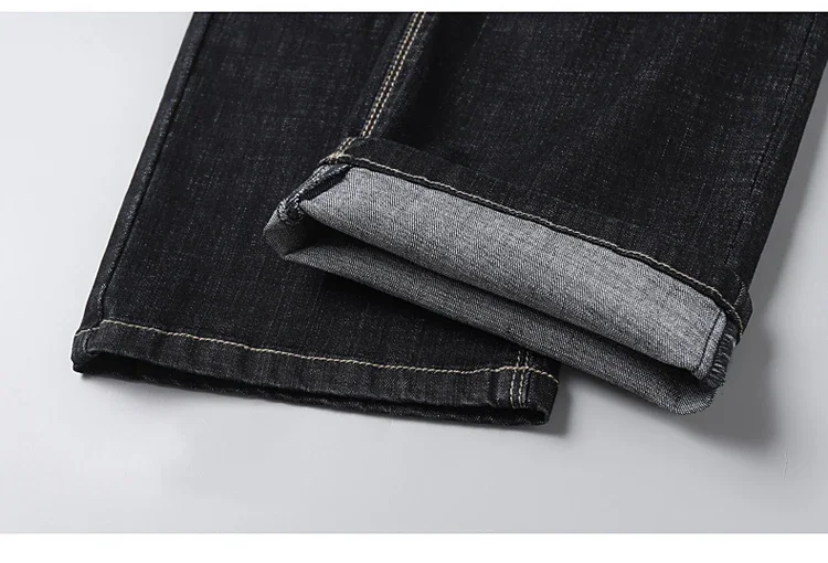 2025 New Stretch Jeans Men's Regular Classic Business Slim Trousers Black Blue Straight Male Brand Clothing Pants Size 28-40