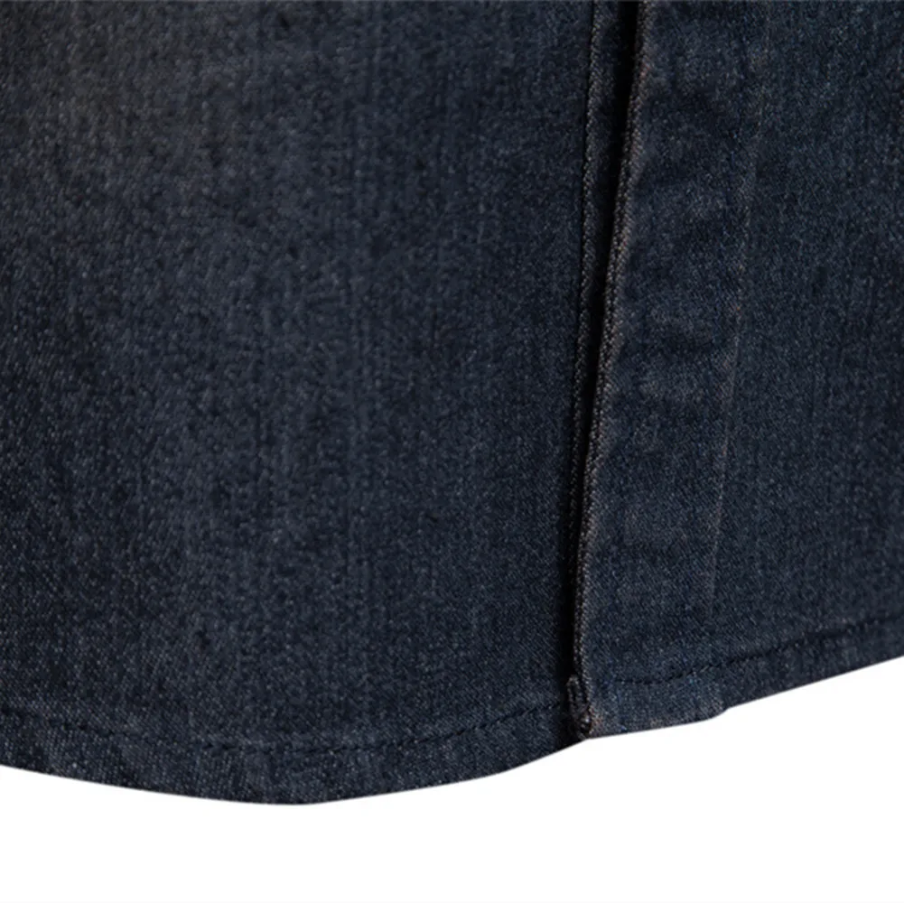 Elastic Cotton Denim Shirt High Quality Men Long Sleeve Solid Color Pocket Shirts for Men Casual Slim Fit Mens Designer Clothing