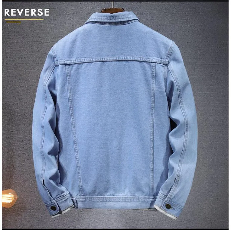 Summer New Men Pure Colour Denim Jacket Single-breasted Lapel Daily Casual Coats Summer New Men Pure Colour Denim Jacket Single-breasted Lapel Daily Casual Coats