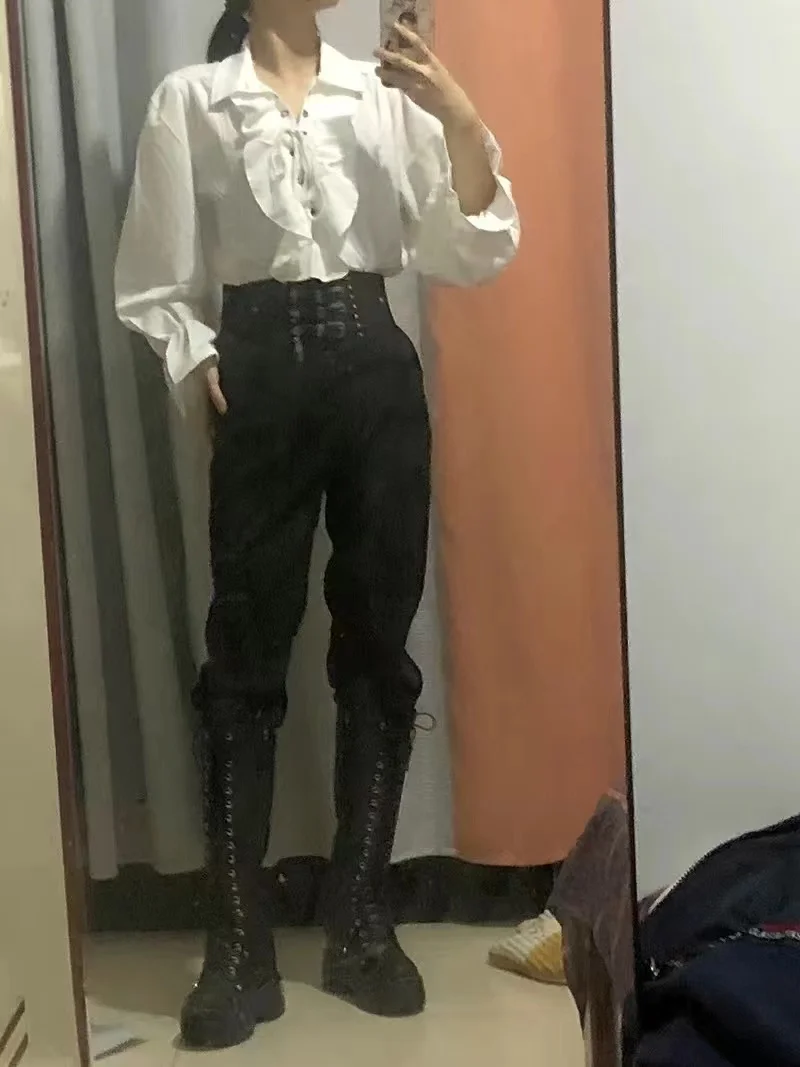 Victorian Style Women's Gothic Blouse Vintage Renaissance Pirate Prince Poet Shirt with Frills Lace-Up Medieval Buccaneer Top Victorian Style Women's Gothic Blouse Vintage Renaissance Pirate Prince Poet Shirt with Frills Lace-Up Medieval Buccaneer Top